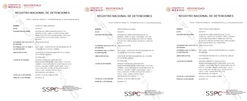 Fichas del RND de los tres detenidos por extorsión en Puerto Aventuras. Crédito: SSPC