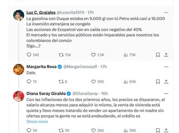 La periodista Diana Giraldo le respondió a Margarita Rosa de Francisco - crédito @Margaritarosadf