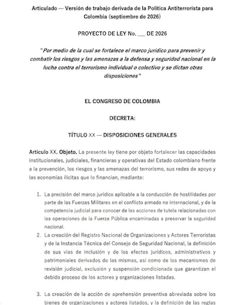 El borrador del Estatuto Antiterrorista del Gobierno de Abelardo de la Espriella busca el el congelamiento de activos - crédito Presidencia