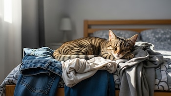 No es sólo por comodidad: por qué los gatos eligen dormir sobre la ropa de sus tutores