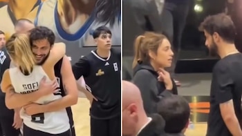 Risas, abrazos y charlas: así fue el reencuentro de Sofi Martínez y Diego Leuco en pleno evento