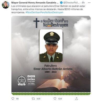 Comandante de Policía Nacional ofrece