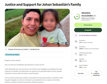 La campaña creada en GoFundMe por la familia de Johan Sebastián Durán Guerrero superó los USD 310.000 en donaciones y busca cubrir gastos legales, funerarios y la repatriación del cuerpo del colombiano - crédito GoFundMe