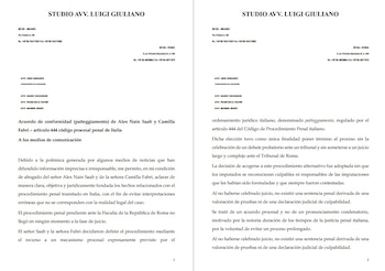 El acuerdo de patteggiamento no