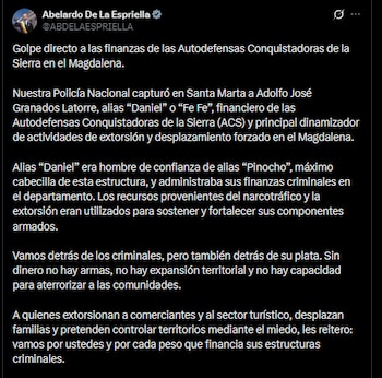 Alias Daniel - crédito @ABDELAESPRIELLA/X