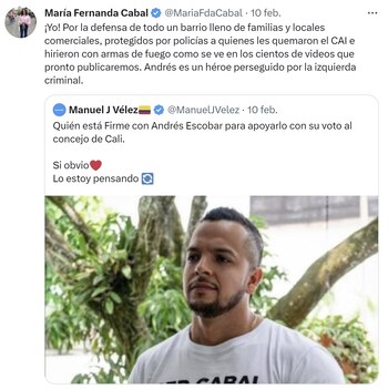 María Fernanda Cabal apoya una