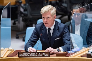 14/06/2022 FILED - 14 June 2022, US, New York: Hans Grundberg, UN mediator, speaks at a meeting of the UN Security Council on the situation in Yemen. Photo: Eskinder Debebe/UN Photo/dpa - ACHTUNG: Nur zur redaktionellen Verwendung und nur mit vollständiger Nennung des vorstehenden Credits
POLITICA INTERNACIONAL
Eskinder Debebe/UN Photo/dpa