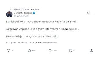 Daniel Briceño y su reacción sobre la llegada de Daniel Quintero a la Superintendencia de Salud