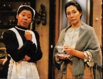 Teddy Guzmán (Modesta) y Zonaly Ruiz (Fefa) en la novela 'Luz María'.