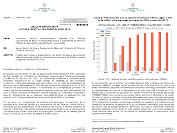 Las autoridades colombianas emiten alertas por el riesgo de estrés hídrico y reducción de caudales en municipios vulnerables ante la inminencia de El Niño - crédito MinVivienda