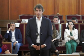 El hermano del presidente del Gobierno, David Sánchez, durante su declaración (EFE / Captura señal de la Audiencia Provincial de Badajoz)