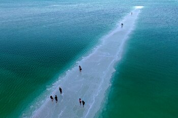 Gente caminando sobre tierra de