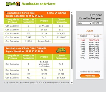 Kábala de hoy: revisa los números ganadores y descubre si ganaste el premio mayor. Captura: América