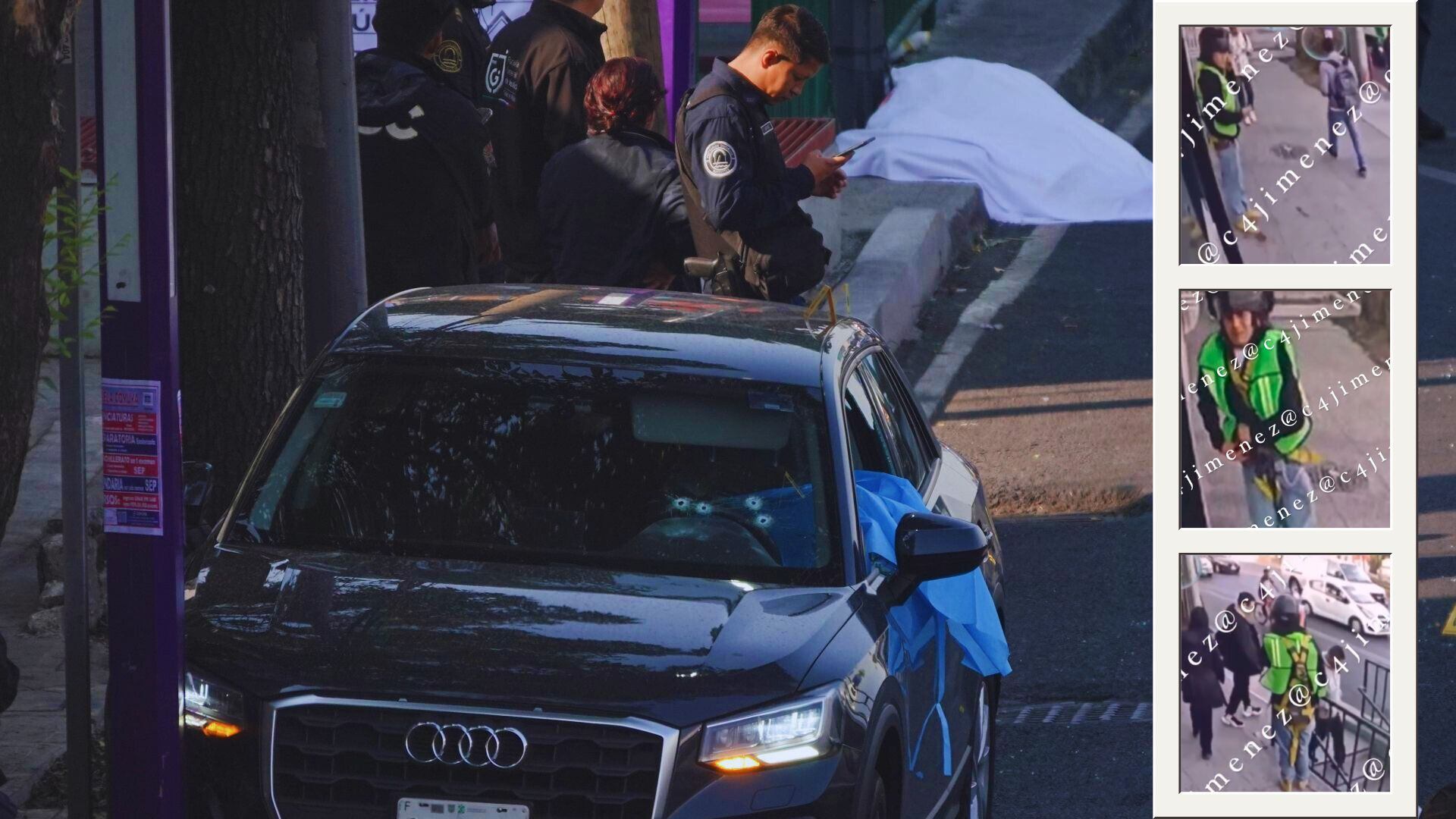 En las imágenes, el presunto agresor aparece solo, vestido como trabajador urbano, esperando en el mismo punto donde una semana después mataría a Ximena Guzmán y José Muñoz. (CUARTOSCURO/Capturas de pantalla c4jimenez)