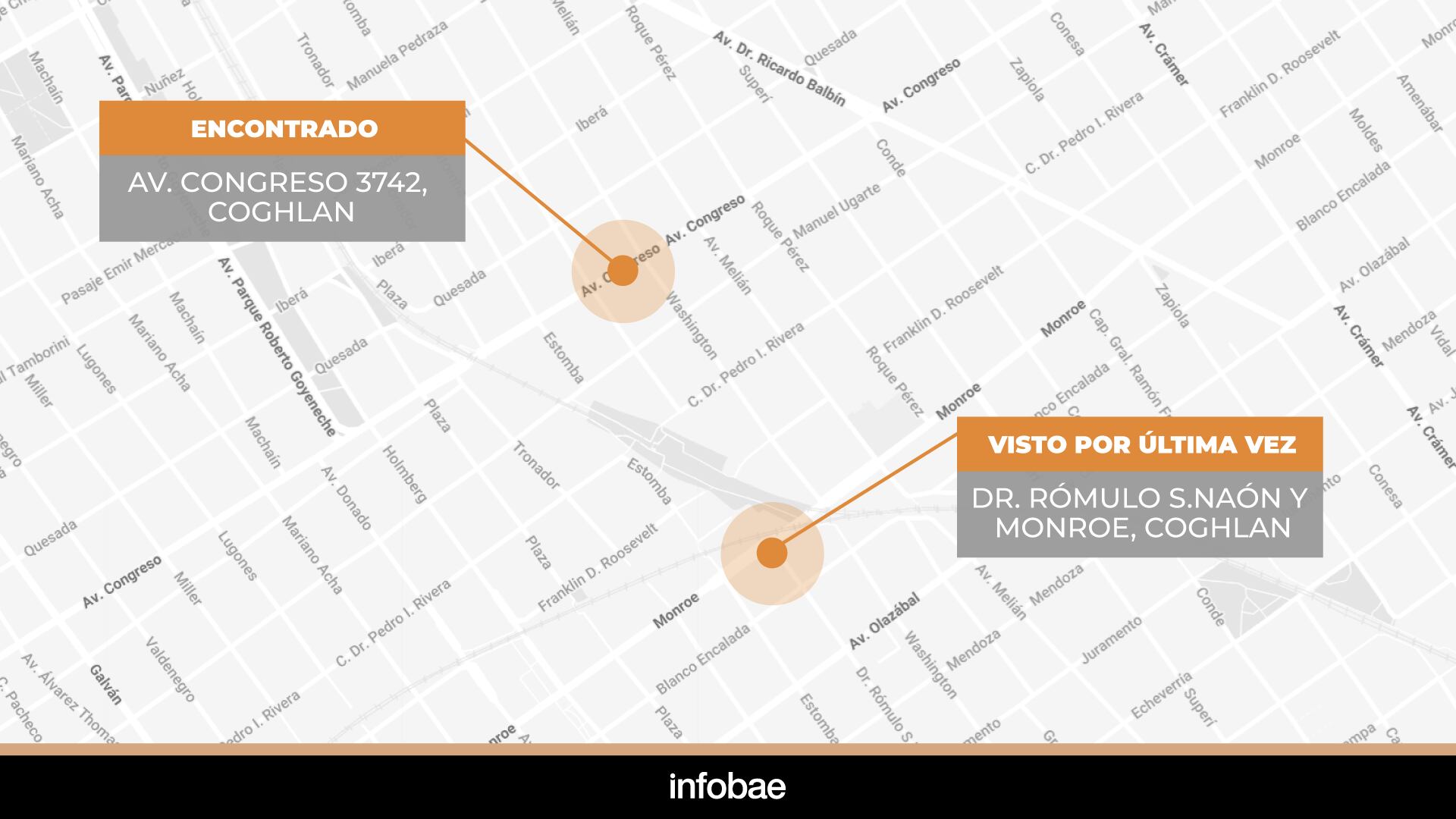 El último lugar donde vieron a Diego y el lugar donde lo hallaron