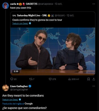 Liam Gallagher reaccionó al sketch
