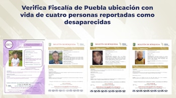 Las personas localizadas son Germán Esteban “N”, de 40 años; Oswaldo “N”, de 16; Jorge de Jesús “N”, de 24, y Lizeth Guadalupe “N”, de 13 años. (Crédito: Fiscalía de Puebla)