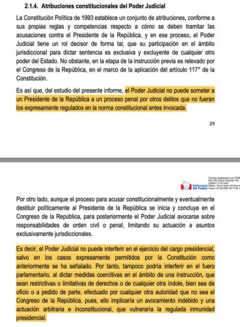 Según Defensoría, el Poder Judicial
