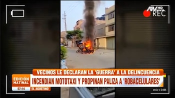 Incendian mototaxi de delincuentes en