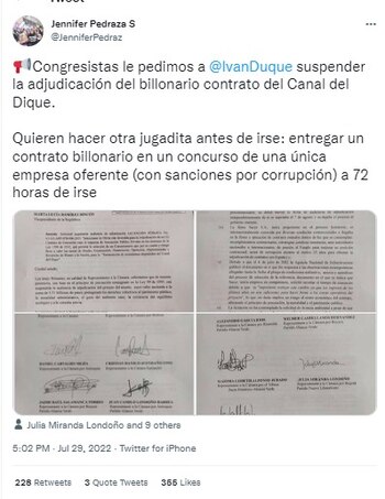 Varios congresistas firmaron una carta