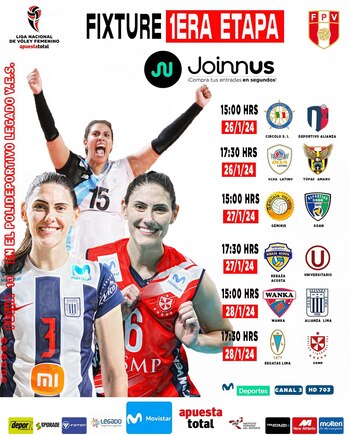 Fixture de la fecha 10 de la Liga Nacional de vóley femenino.