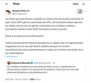 Gustavo Petro le contesta a