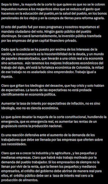 Petro considera que las instituciones