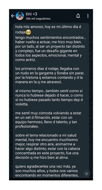 Tini Stoessel habló con sus