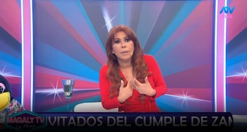 Mario Hart admitiu que confundiu Magaly Medina com a polêmica sobre seu casamento com Korina Rivadeneira. Captação: Magaly TV La Firme.