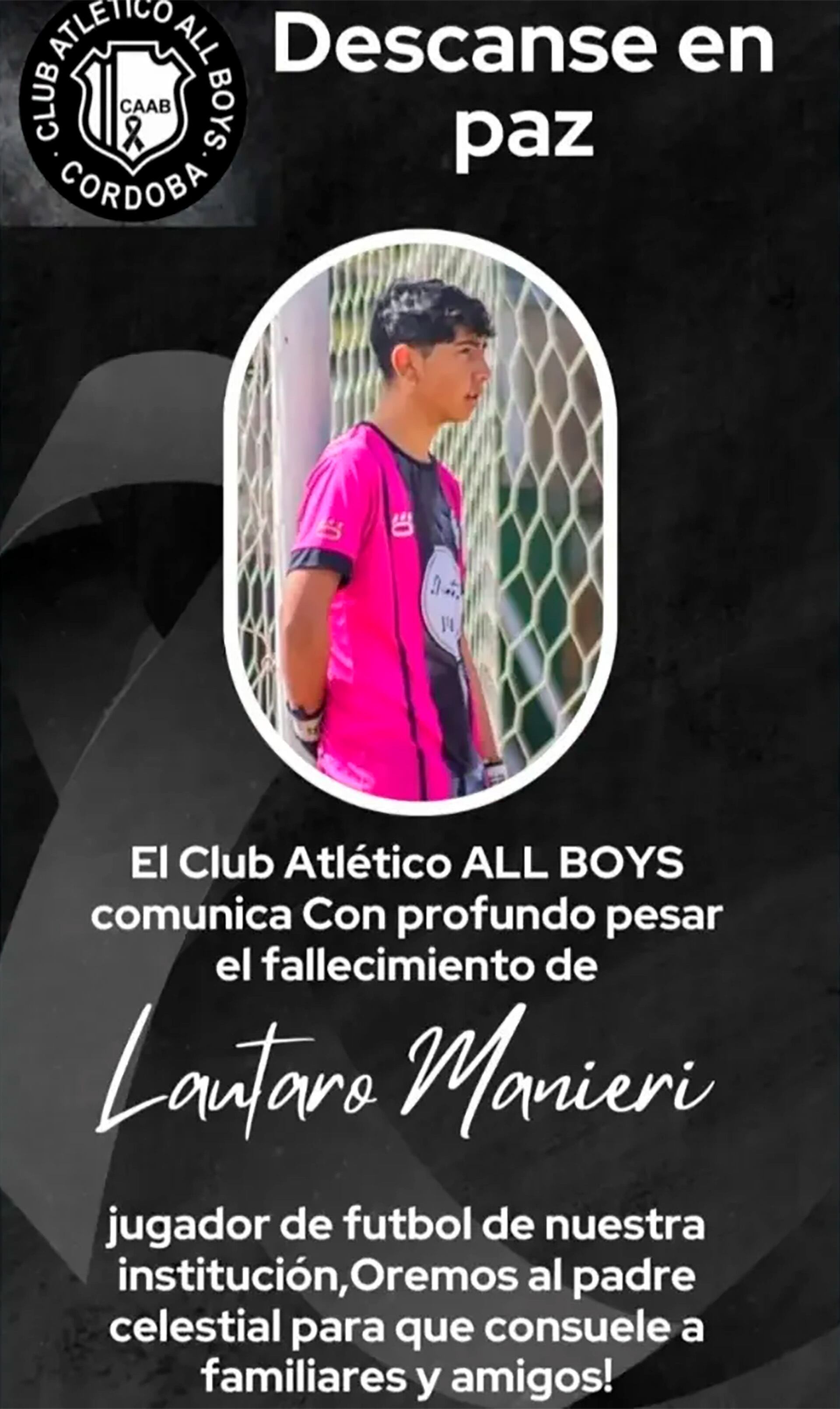 El sentido homenaje del Club Atlético All Boys, en donde Maineri atajaba