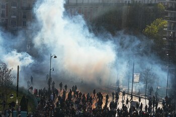 Manifestantes durante una protesta el