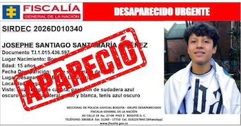 El adolescente de 15 años fue localizado por el CTI de la Fiscalía en el centro de Bogotá. - crédito @SeguridadBOG/X