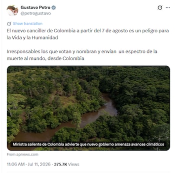 Petro arremetió contra el canciller designado por el presidente electo Abelardo de la Espriella - crédito @petrogustavo/X
