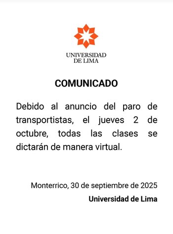 Comunicado de la Universidad de