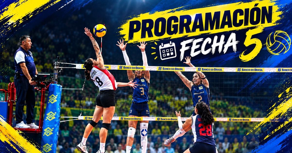 La fecha 5 del Campeonato Sudamericano de vóley 2026 se disputará este domingo 13 de setiembre.