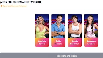 La gala de eliminación de hoy en La Granja VIP Perú enfrenta a Samahara Lobatón, Pablo Heredia, Gabriela Herrera y Renato Rossini Jr. Panamericana
