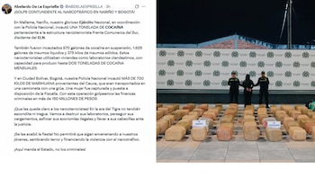 Tropas de la Vigésima Tercera Brigada destruyeron en Taminango, Nariño, un complejo que tendría capacidad para procesar hasta una tonelada mensual de cocaína - crédito @ABDELAESPRIELLA/X