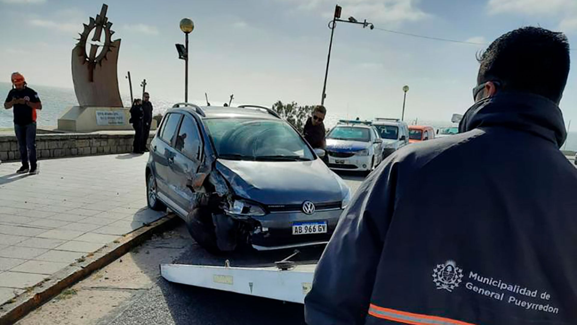 El vehículo de Arostegui tras el incidente, en 2022