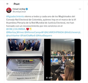 Tuit del exmagistrado César Lorduy