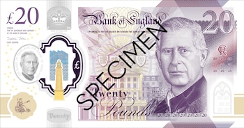 El nuevo billete de 20 libras del Rey Carlos III publicado por el Banco de Inglaterra. Banco de Inglaterra/Folleto vía REUTERS
