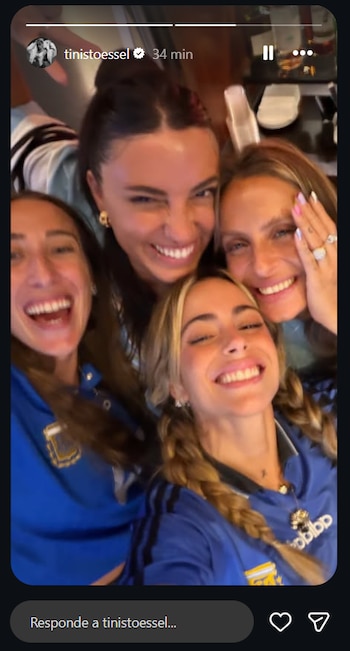 Tini alentó a su pareja, Rodrigo de Paul, y festejó con sus amigas el pase a la final