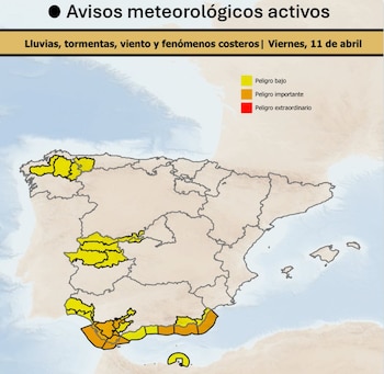 Avisos meteorológicos para este viernes,