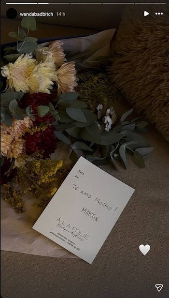 Martín Migueles le dio a Wanda Nara un regalo junto a una dedicatoria románica y definitoria de su amor (Instagram)