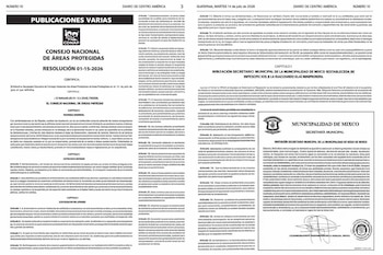 Documento impreso con texto, dos logos, encabezados de periódico, fechas y números de página.