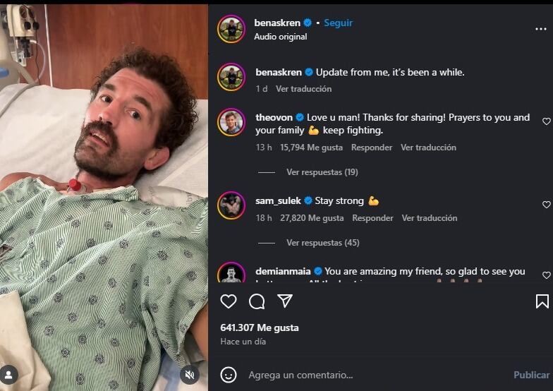 Ben Askren contó su experiencia de morir cuatro veces antes de recibir el trasplante. (Instagram/Ben Askren)