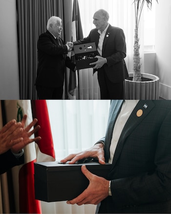 Nasry Asfura fue recibido en Lima por Berthin Enrique Gómez Vela y por la embajadora de Honduras en Perú, Vania García Morales.