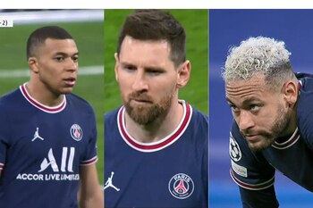 Lionel Messi enojado, Mbappé triste,