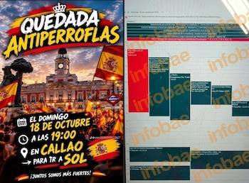 El cartel "Quedada Antiperroflas" y la previsión en la agenda de los trabajadores de Metro Madrid. (Imagen facilitada a Infobae)