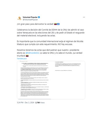 El mensaje de Voluntad Popular