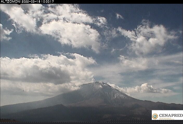 O vulcão Popocatepetl registrou 12 emissões nas últimas 24 horas